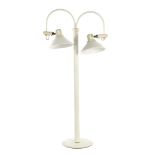 Seventies white metal 2-light floor lamp