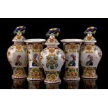 5-piece glazed earthenware garniture