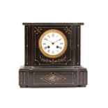 Late 19th century French black marble mantel clock