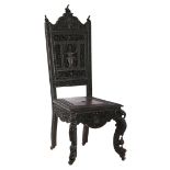 Beautifully decorated tropical hardwood Burmese chair