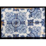 Tile panel with white blue floral decor