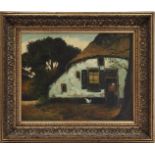 Signed H Noordam, Farm with woman and chickens