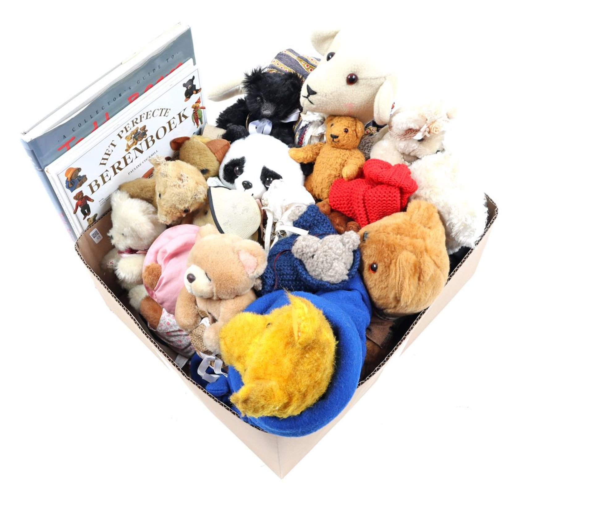 Box with various teddy bears