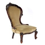 Walnut 19th century slipper chair with stitching