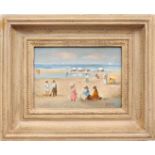 Signed Julien, Beach view with figures