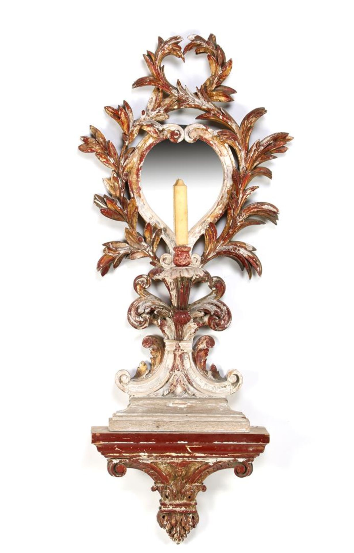 18th century wooden richly decorated wall mirror
