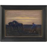 Signed indistinctly, Farmer with 2-horse