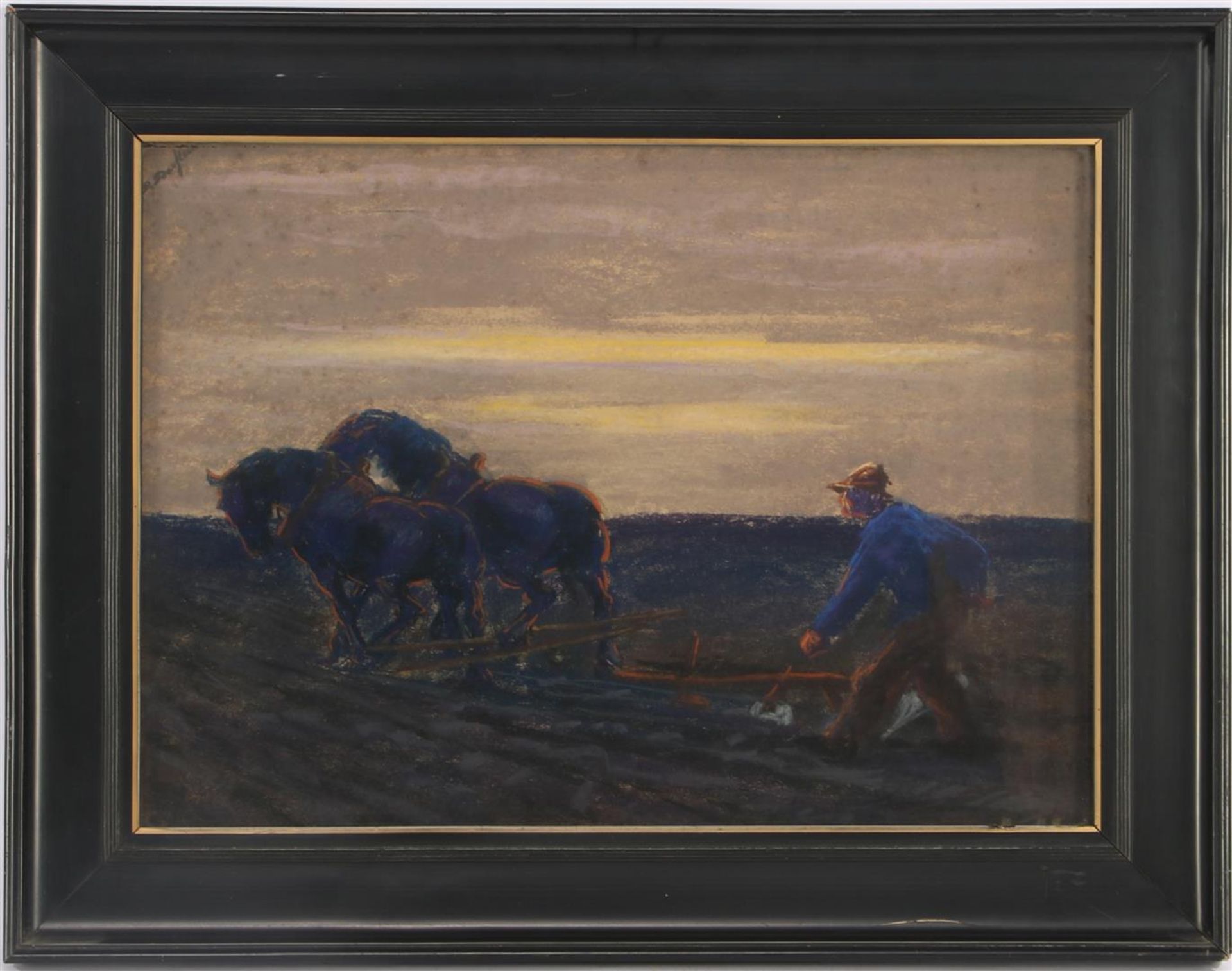 Signed indistinctly, Farmer with 2-horse