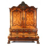 Walnut veneer on oak 18th century cabinet