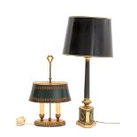 Classic copper table table lamp and 2-light bouillotte table table lamp