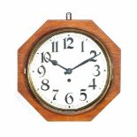 Wall clock in octagonal wooden case