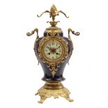 Porcelain cobalt blue vase mantel clock