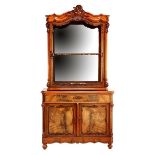 Mahogany 2-piece bonheur with carved crest