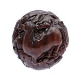 Palmwood Zodiac ball with all animals from Chinese astrology