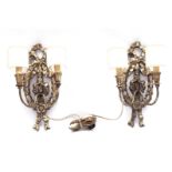 Plastic bronze colored classic 2-light wall chandeliers