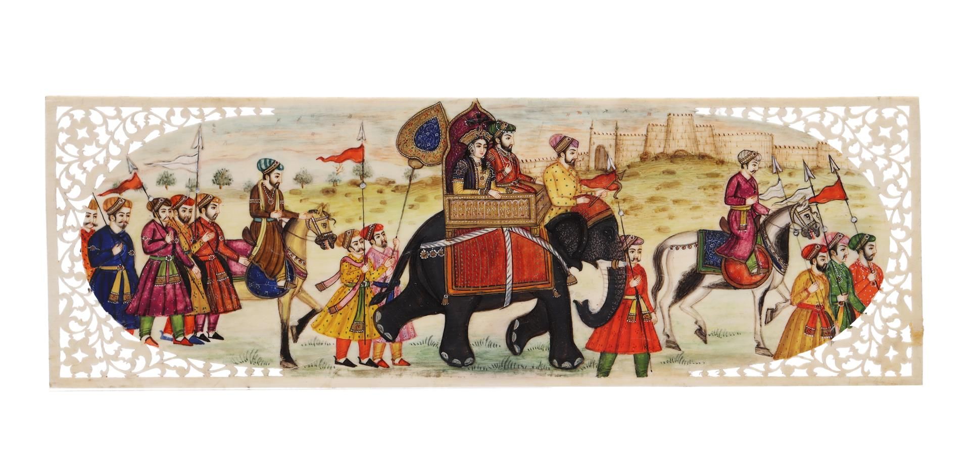 Hand-painted depiction of a procession