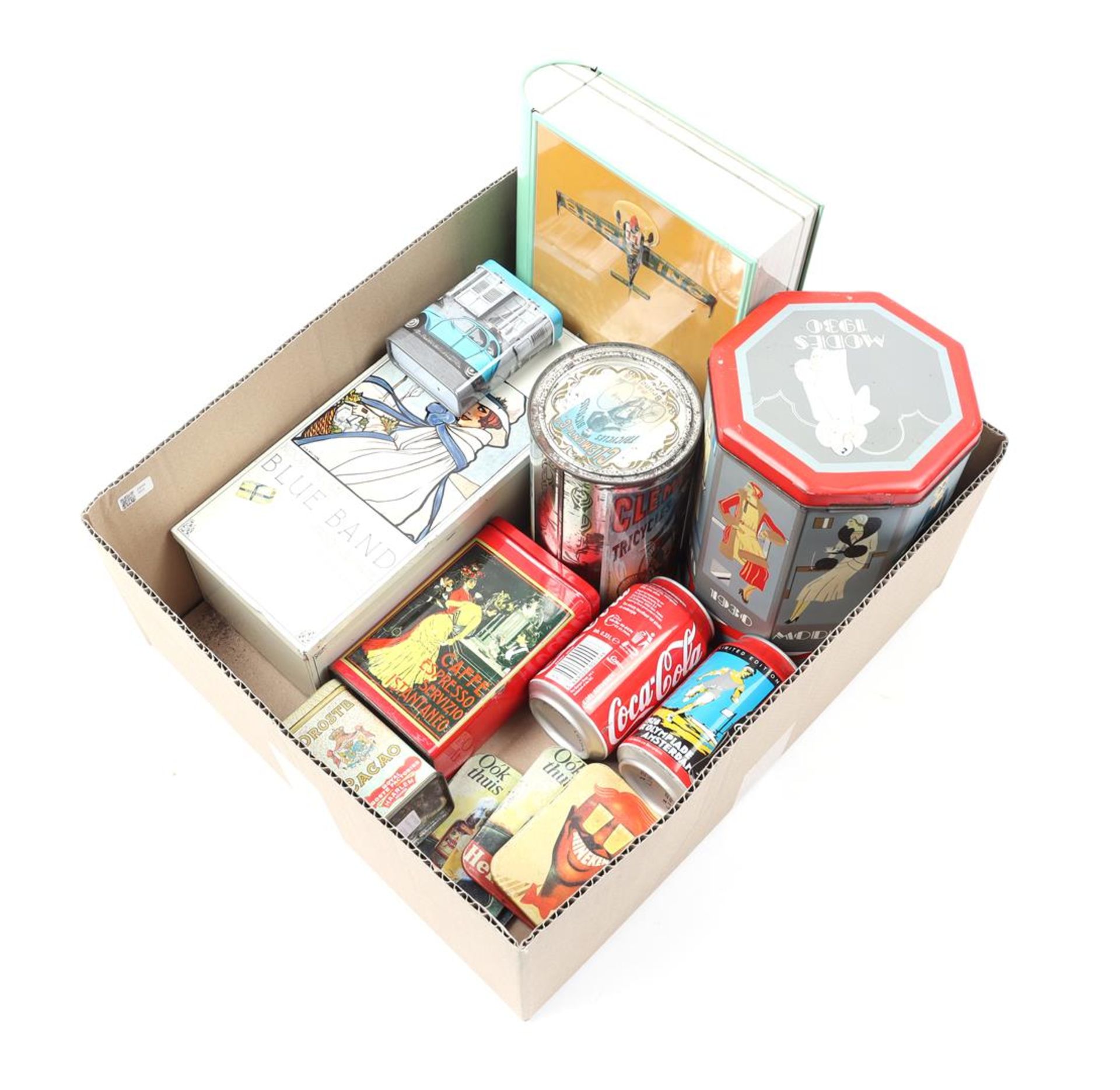 Box b.u. tins of various brands