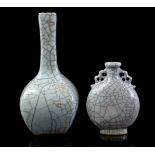 Celadon 4-sided vase and celadon moonvase