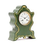Wooden green painted mantel clock