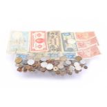Bag with coins and paper money