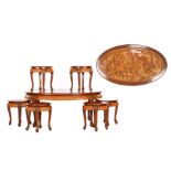Oriental coffee table and 6 stools