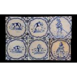 2 glazed earthenware tiles and tile field