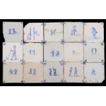 15 glazed earthenware tiles