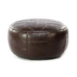 Brown leather patchwork pouf