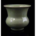 Green glazed porcelain collar vase