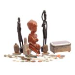 Various African wooden carved figurines
