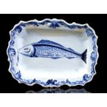 Porceleyne Bijl blue white porcelain herring dish
