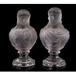 2 Baccarat French pressed glass busts