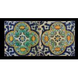 2 glazed earthenware tiles