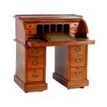 3-piece walnut veneer roller shutter desk