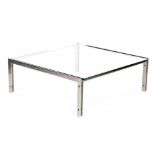 Chromed metal minimalist coffee table