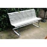 White green garden bench