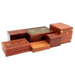 2 mahogany tea boxes and various