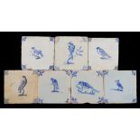 7 glazed earthenware tiles