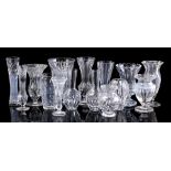 15 various crystal and glass vases