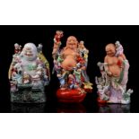 3 porcelain happy Buddha statues