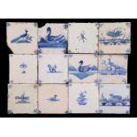 12 glazed earthenware tiles