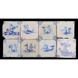 8 glazed earthenware tiles