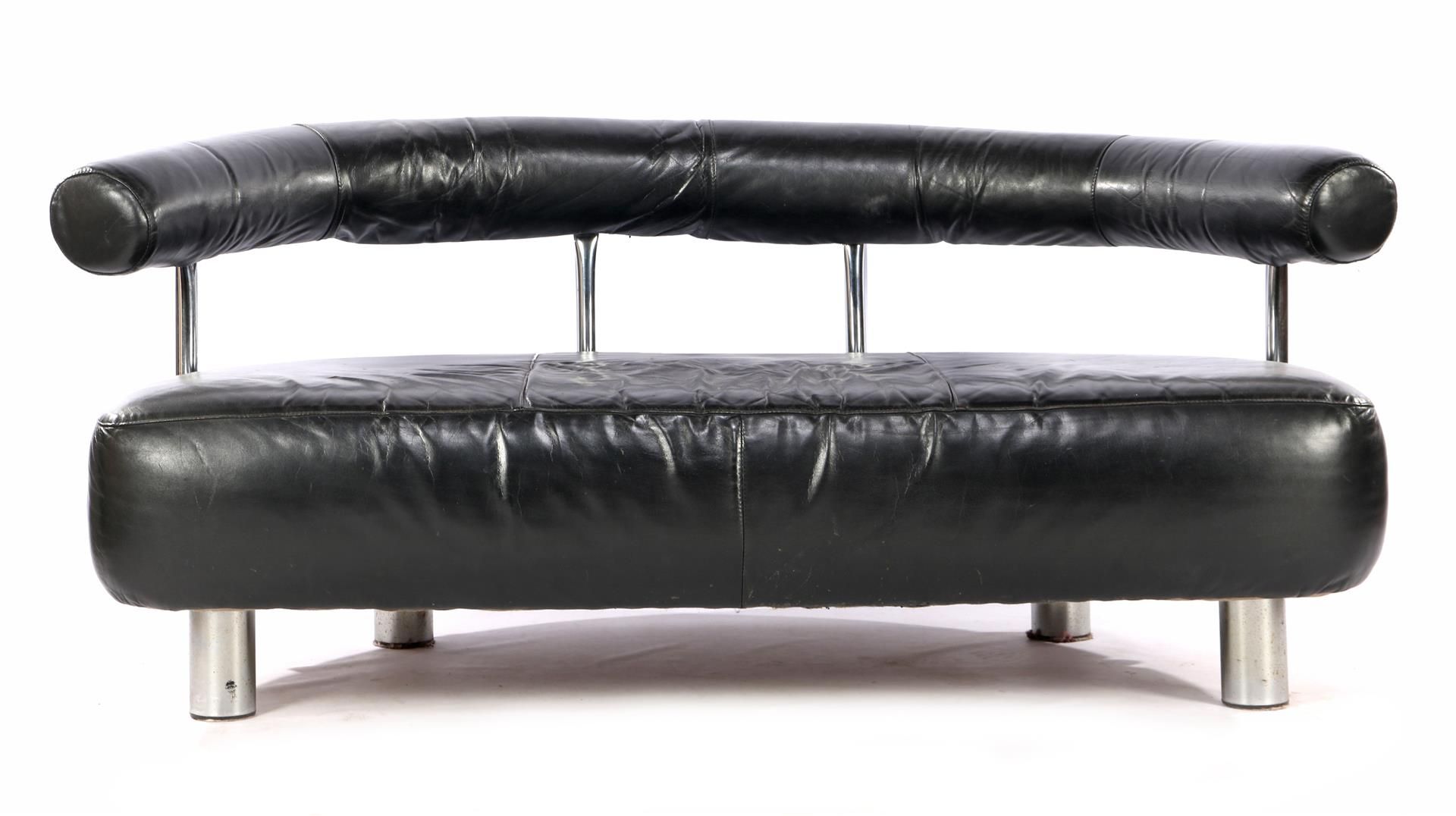 Leather two-seater sofa and armchair - Image 3 of 3