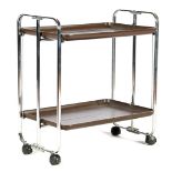 chrome-plated metal serving trolley