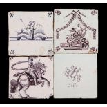 4 glazed earthenware tiles