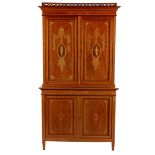 2-piece walnut veneer Louis Seize-style cupboard