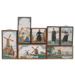 Porceleyne Fles Delft, 7x earthenware cloisonne tile