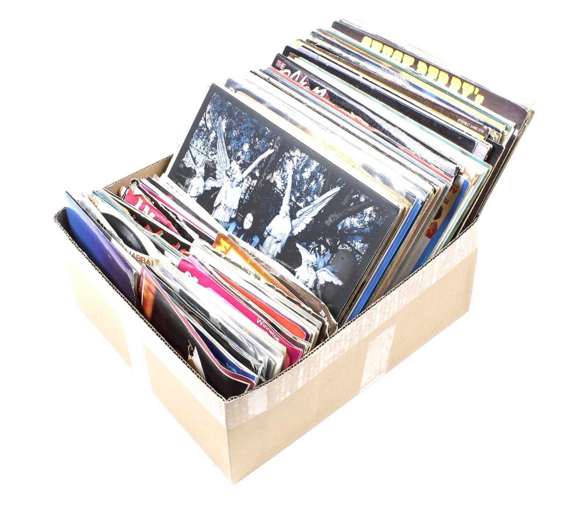 Box of LPs and singles