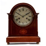 Walnut veneer on oak table clock