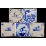 5 glazed earthenware tiles